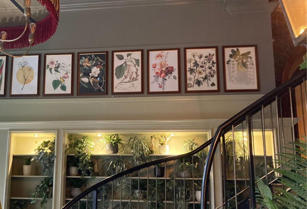 Floral gallery wall - supplied by Indigo Art limited - Horse and Guardsman , London Pub